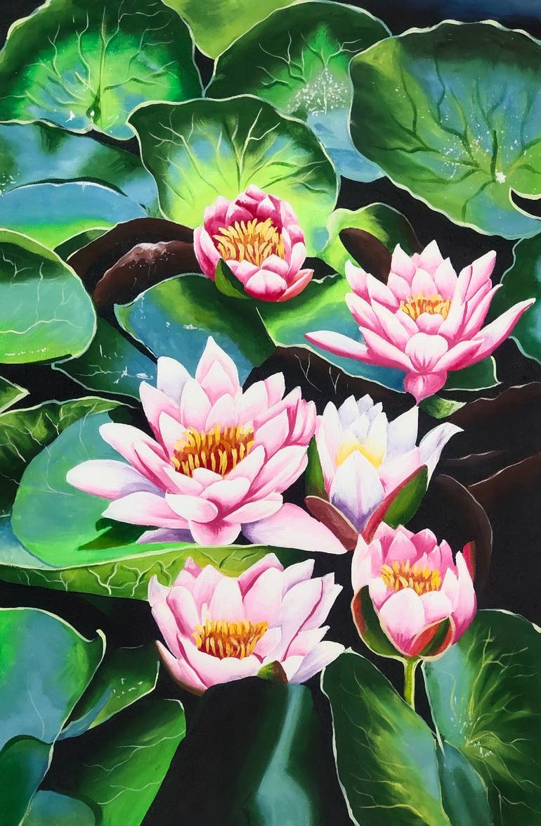 Original Contemporary Floral Painting by D Shiva Prasad Reddy