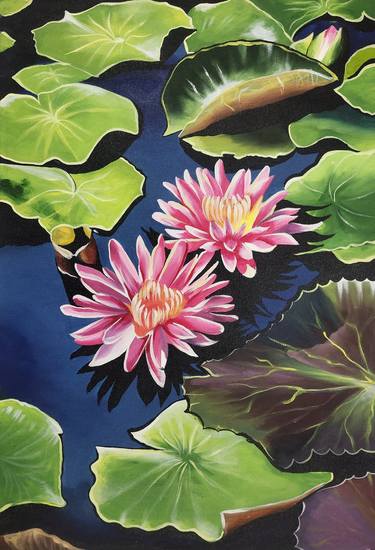 Print of Floral Paintings by d shiva prasad reddy