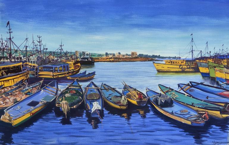 Print of Art Deco Boat Paintings by D Shiva Prasad Reddy