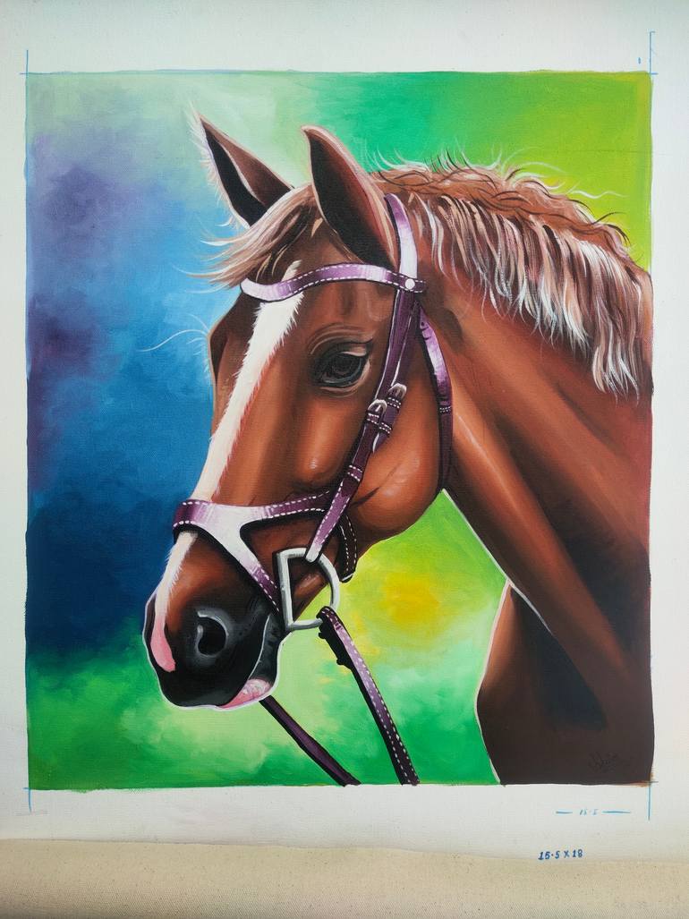 Original Art Deco Animal Painting by D Shiva Prasad Reddy