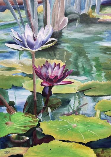 Original Fine Art Floral Paintings by d shiva prasad reddy