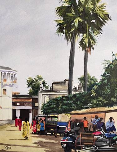 Print of Street Art Landscape Paintings by d shiva prasad reddy