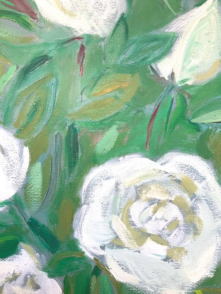 White roses Painting by Natalya Kochmarev | Saatchi Art