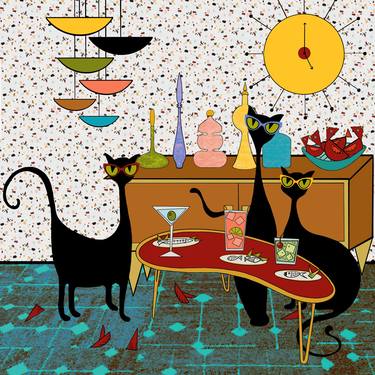 Original Illustration Cats Drawings by Anita Pfeiffer