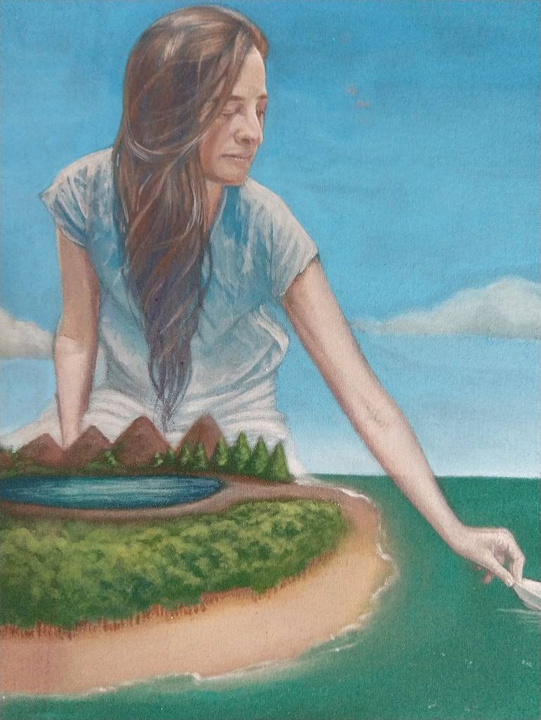 Original Surrealism Nature Painting by Julieta Méndez