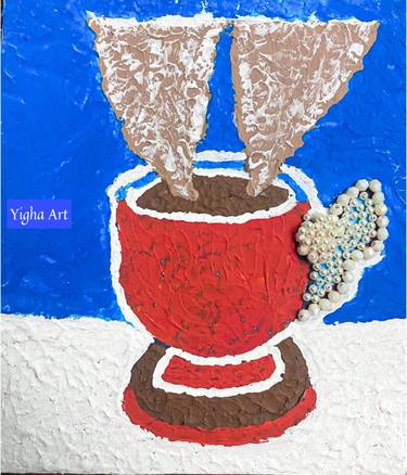 Pearls and Beverage | 3D Impasto Painting | Yigha Artwork thumb