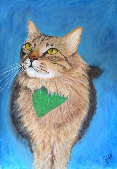 Original Fine Art Cats Paintings by Cybele Chaves