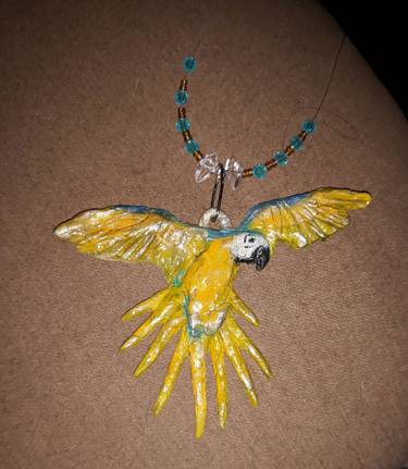 Blue and Gold Macaw Necklace thumb