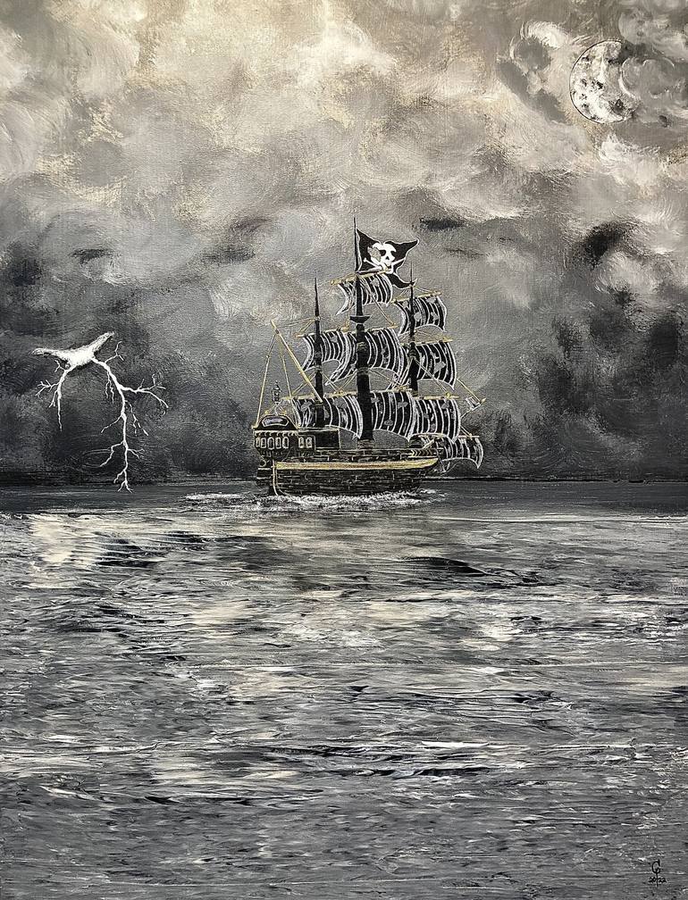 The Black Pearl Painting by Cam Creates Art Studio | Saatchi Art