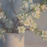I tried to find the color harmony of delicate white flowers on a silvery gray background. The picture is painted from life on a quality 100%  linen canvas with oil color of high quality. The painting technique is many-layer.