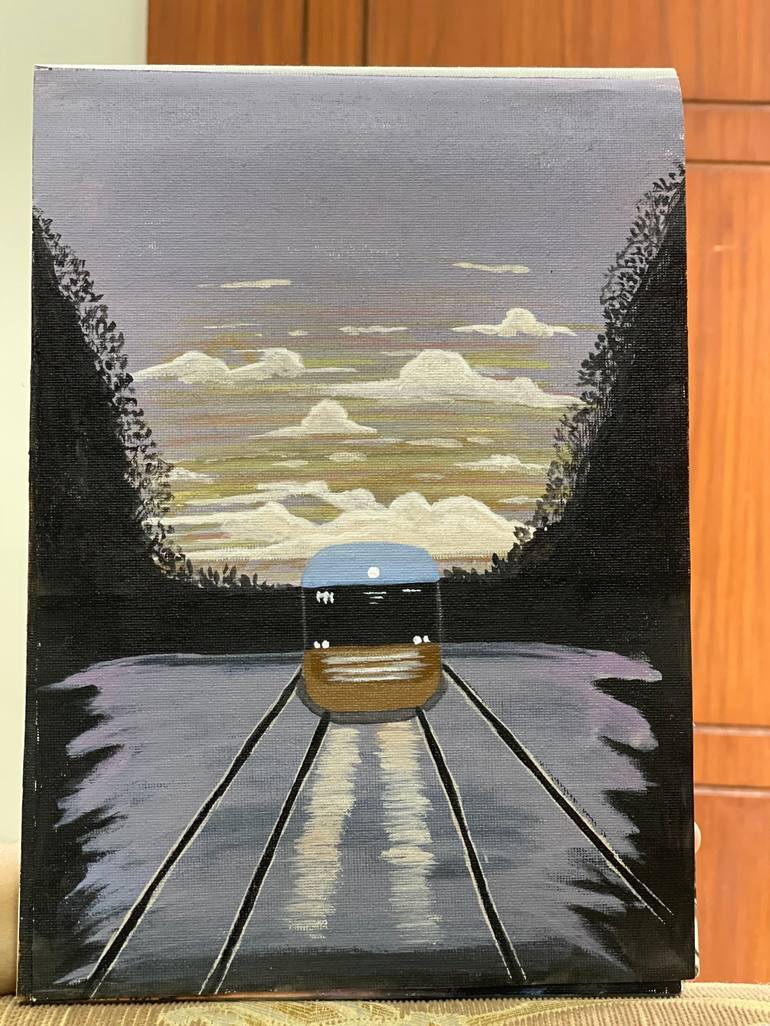 Print of Abstract Train Painting by N art