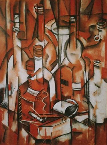 Original Cubism Abstract Painting by Francisco  Valencia