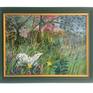 Solid wooden frame, hand painted with green and gold lacquer.