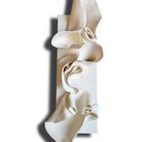 White Wall Sculpture on Canvas, Vertical 3D Clay Art by Natasha Kanevski
