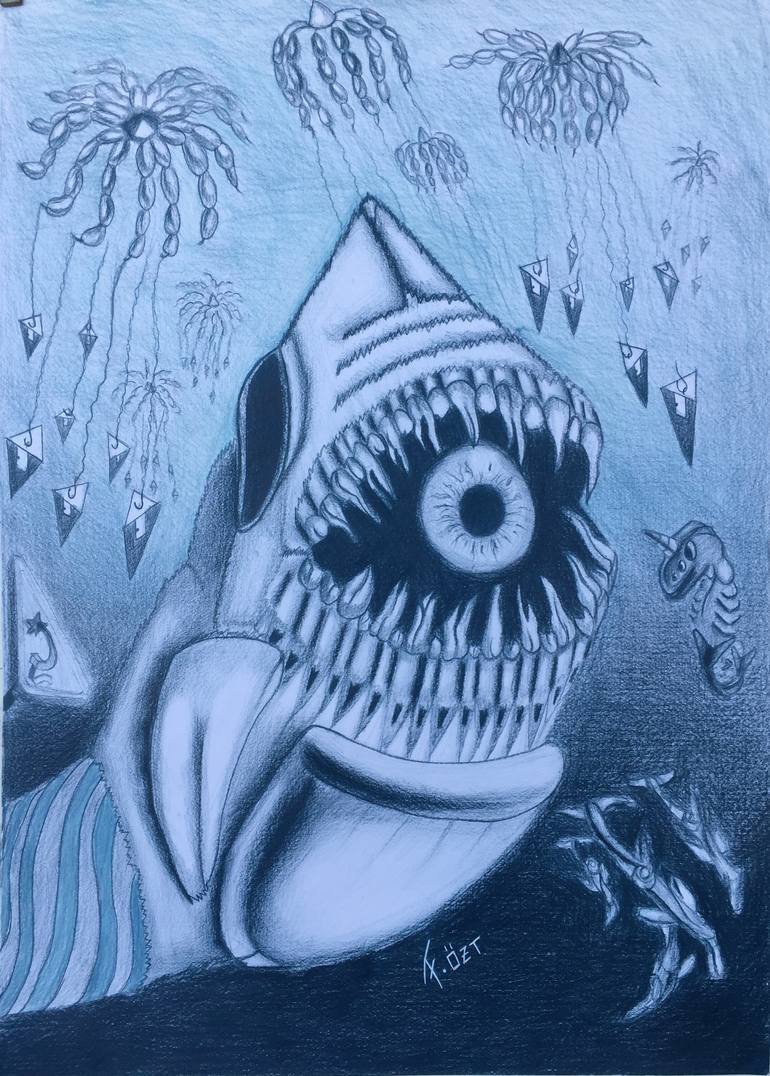 Original Abstract Expressionism Fantasy Drawing by Ahmet Furkan Öztürk