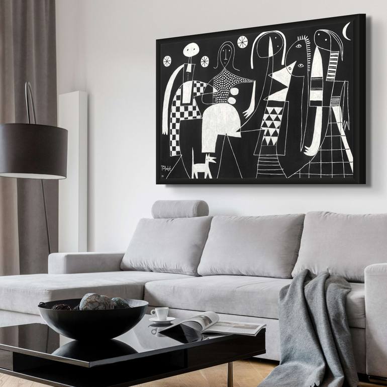 Original Abstract Family Painting by Enrique Pichardo