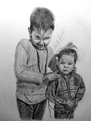 Original Figurative Children Drawings by Amit Verma