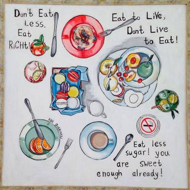 Original Art Deco Food Painting by Ana Botkoveli