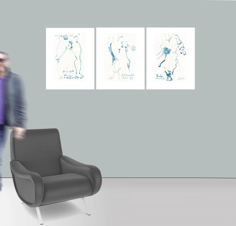 Original Expressionism Men Drawing by Anne Cardot
