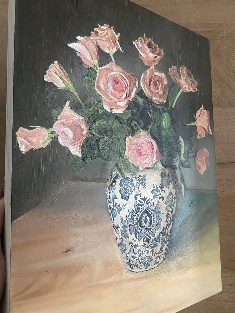 Original Photorealism Floral Painting by Yasemin Ergül