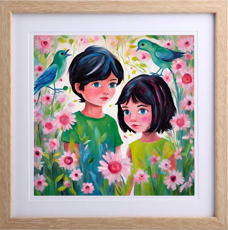 Original Abstract Children Printmaking by Nilanji Perera