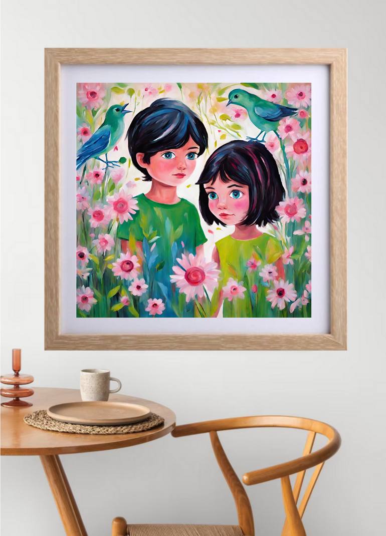 Original Abstract Children Printmaking by Nilanji Perera