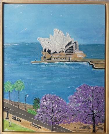 Sydney Harbour, Opera House, Australia- Acrylic On Canvas Framed. thumb