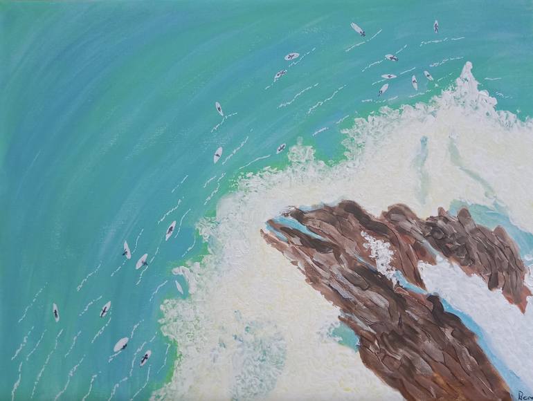 Original Abstract Expressionism Beach Painting by NILANJI PERERA