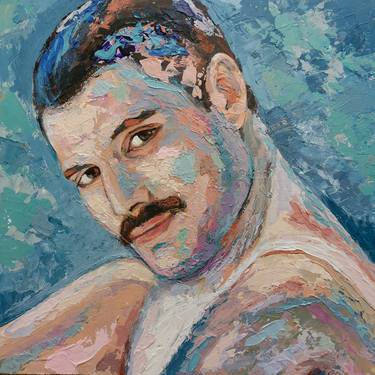 Freddie Mercury american idol unique celebrities portrait  visual art impressionism. thumb