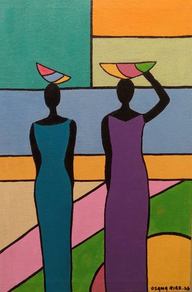 Two Women Colorful Life Abstract thumb
