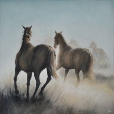 Print of Impressionism Horse Paintings by Anna Kautto-Castoldi