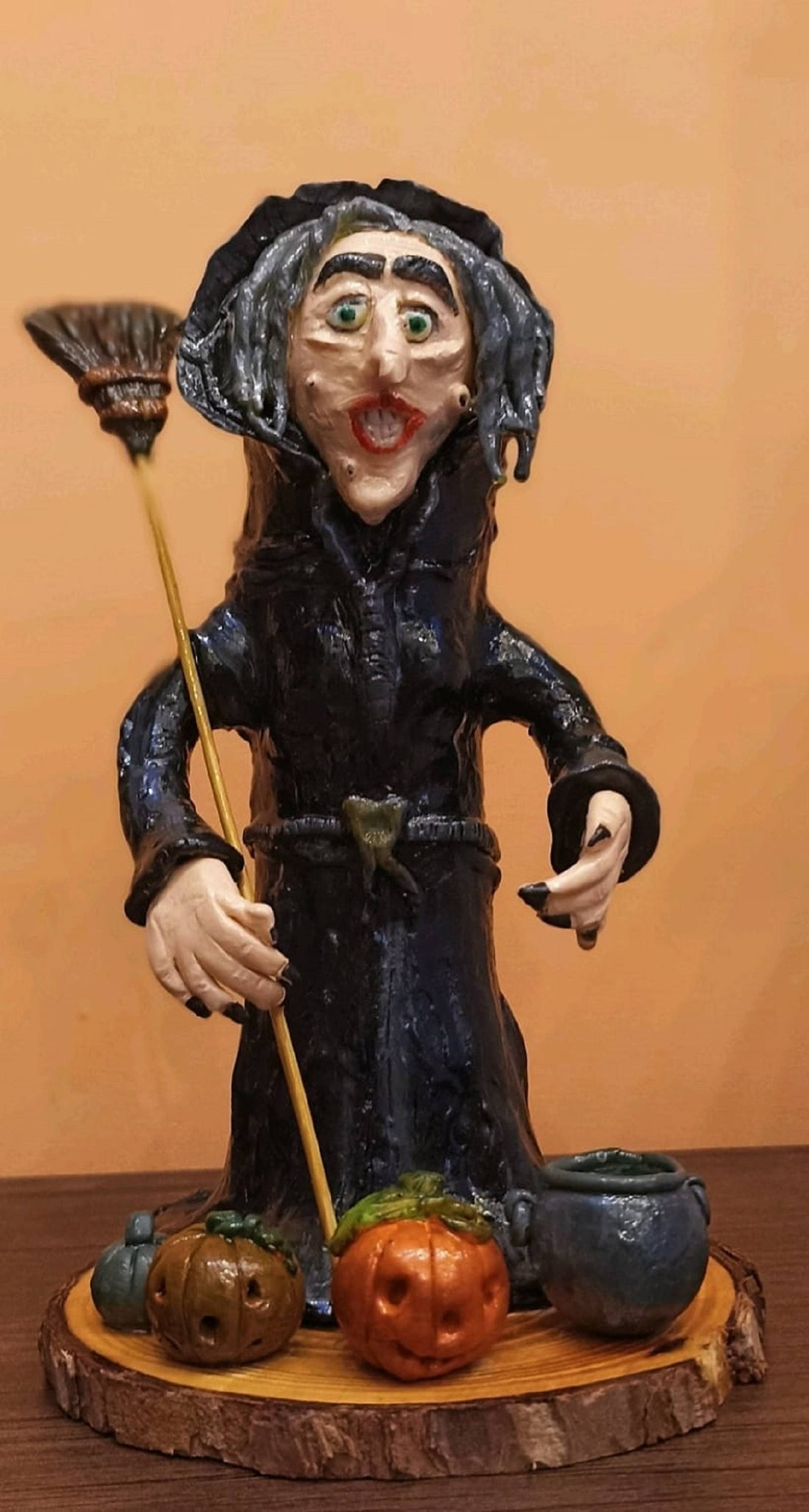 Limited Quantity. Hand sculptured Polymer Clay Witch-Pre order