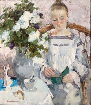 WHITE HYDRANGEAS - beautiful girl portrait with white flowers thumb