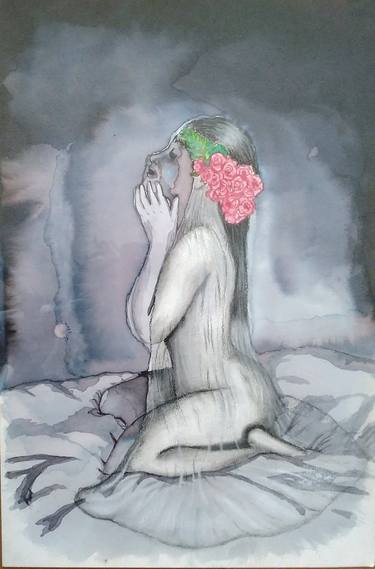 Original Illustration Nude Paintings by Moises Mercado