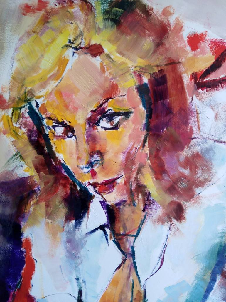 Original Expressionism Portrait Painting by Chiara Abbaticchio