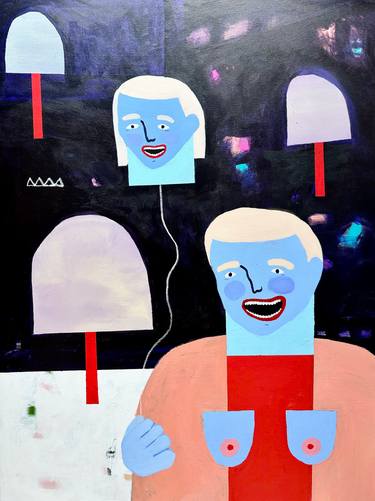 Original Modernism People Painting by Nikki Gerak