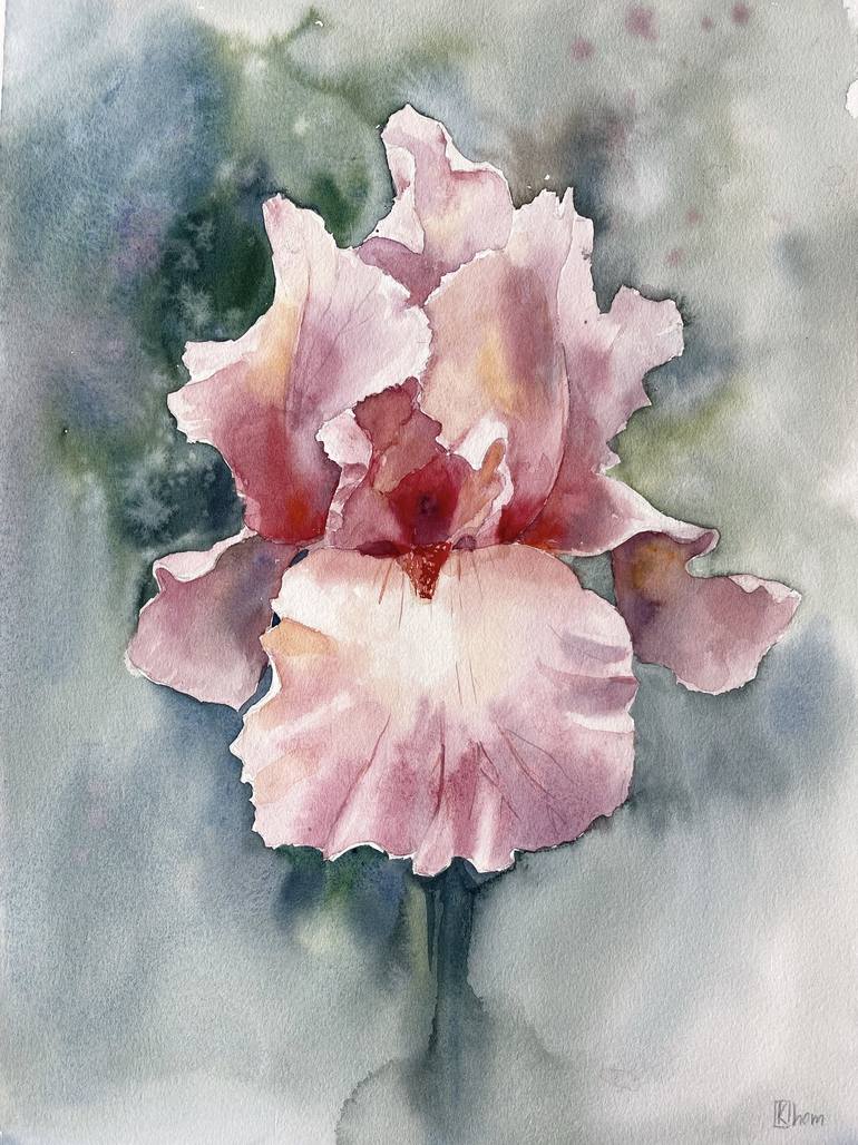 Pink Iris Painting by Lida Khomyakova | Saatchi Art