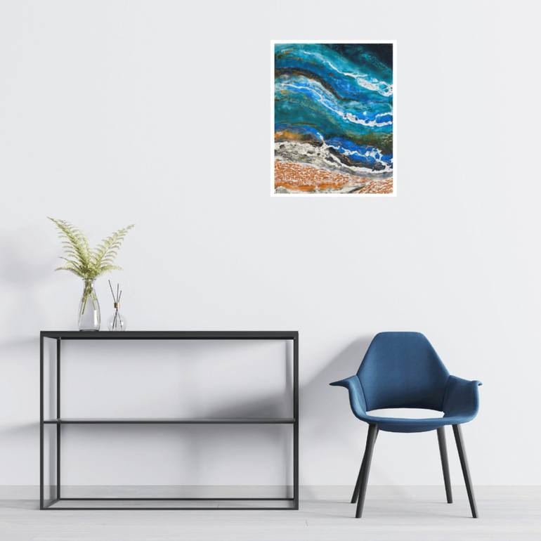 Original Abstract Seascape Mixed Media by Andrea Moser