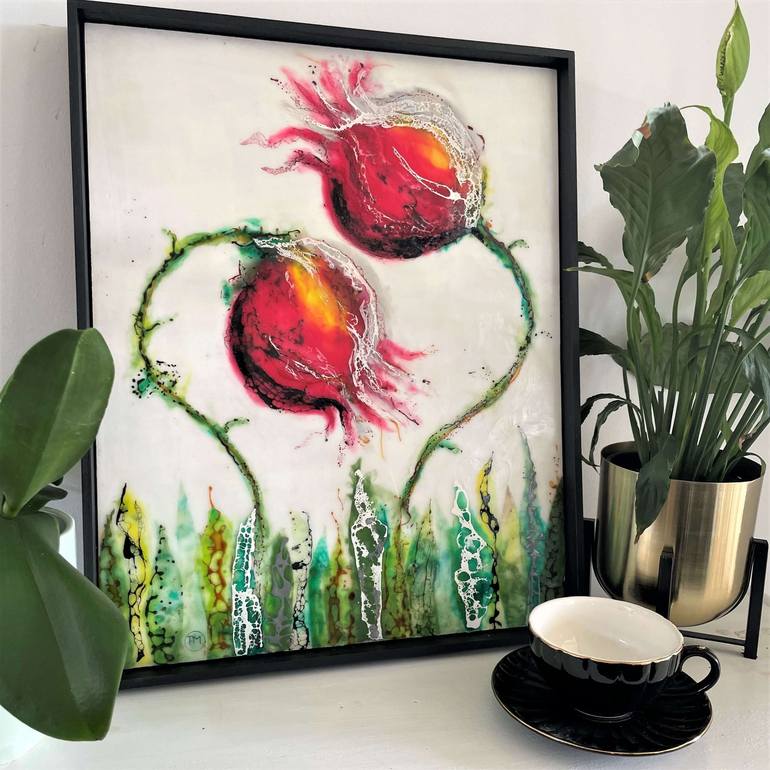 Original Abstract Floral Mixed Media by Andrea Moser