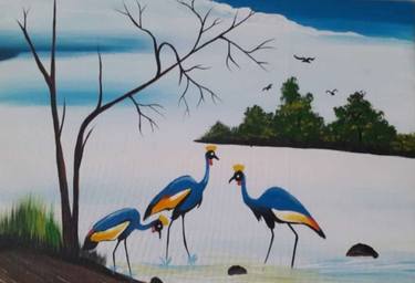 Original Art Deco Landscape Paintings by Florence Cherotich