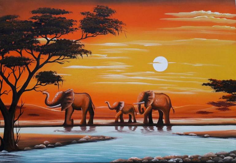 Sunset Painting by Florence Cherotich | Saatchi Art