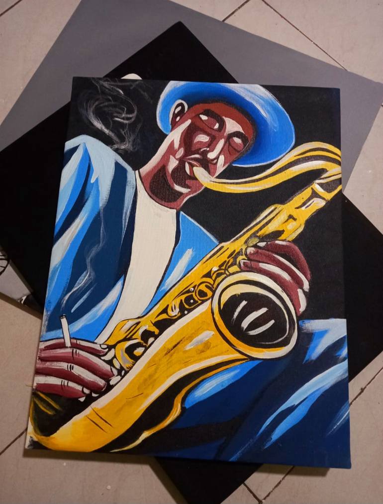 Original Abstract Expressionism Music Painting by Florence Cherotich