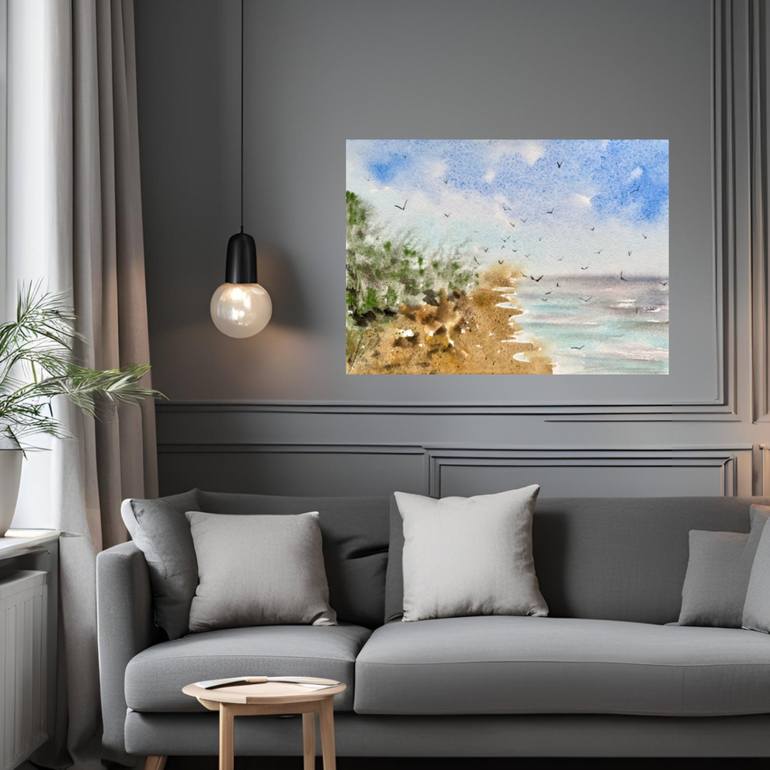 Original Expressionism Beach Painting by Yuliia Sharapova