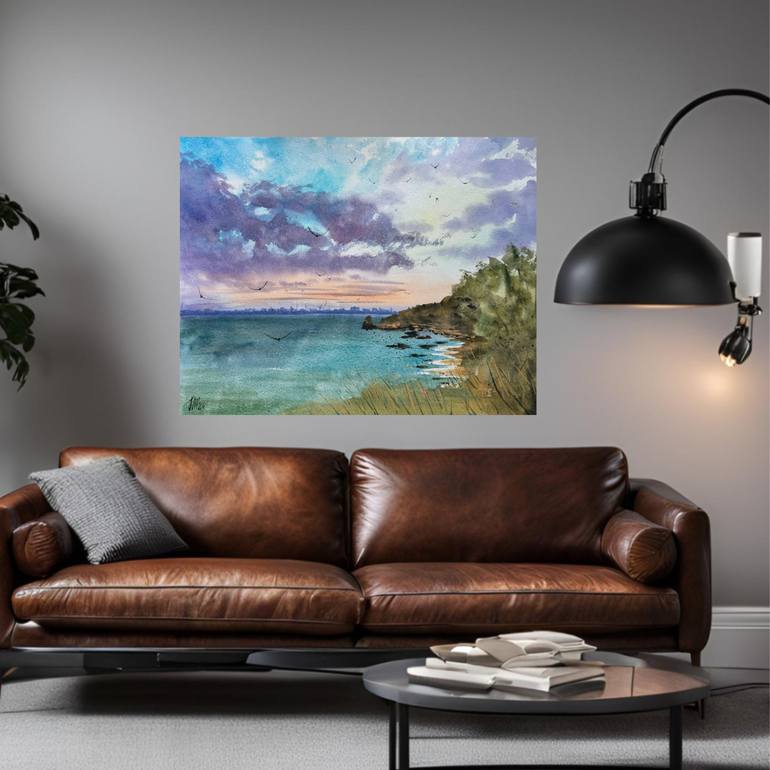 Original Expressionism Seascape Painting by Yuliia Sharapova