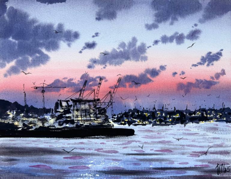 Original Impressionism Seascape Painting by Yuliia Sharapova