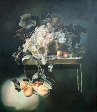 Saatchi Art Artist Caterina Blume; Paintings, “Grapes and peaches. Homage to Nicolas del Largillière.” #art