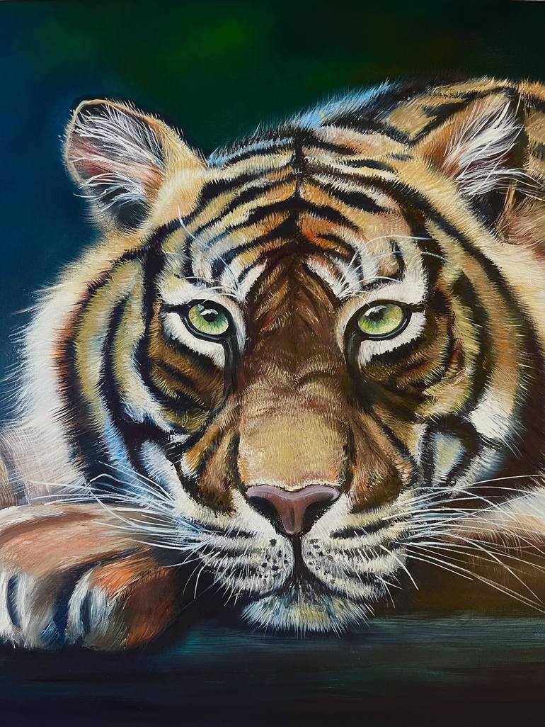 Wild cat Painting by Elena Golovkina | Saatchi Art