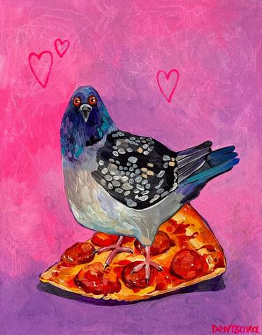 Pigeon on a slice of pizza thumb