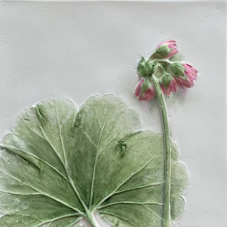 Pink Geranium Bud Imprint Cast Tile - Print
