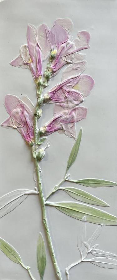 Pink Snapdragons Decorative Botanical Plaster Tile thumb